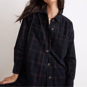 Madewell Corduroy Kentwood Oversized Shirt-Jacket in Plaid